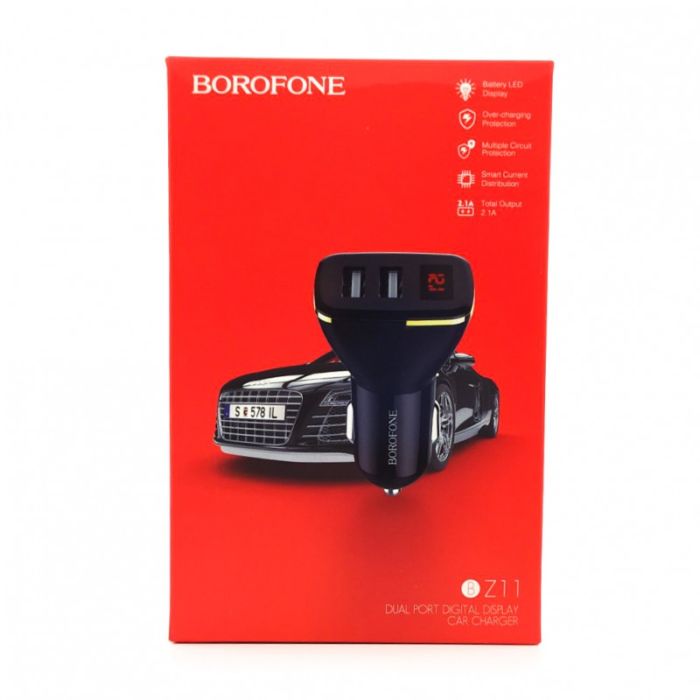 Автомобильное зарядное устройство с вольтметром 2USB Borofone BZ11
