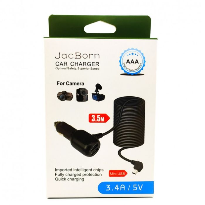 Угловое зарядное устройство 3м Mini USB + 2USB  Pioneer
