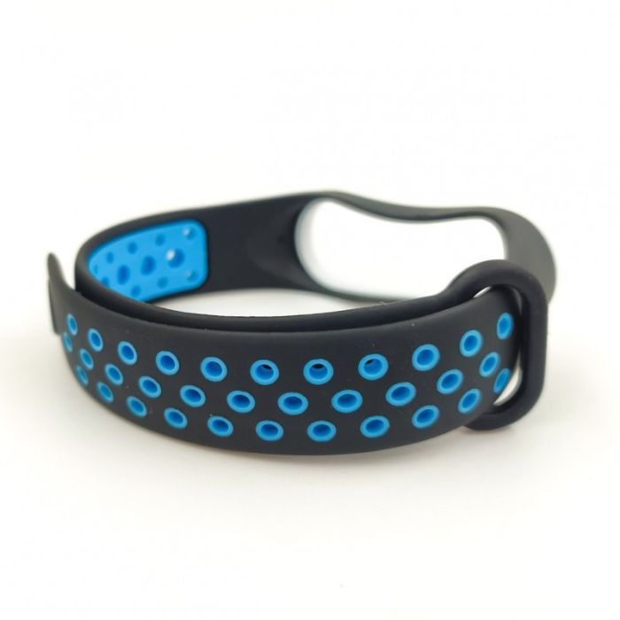 Силиконовый ремешок браслет Nike Sport  для Mi Band 3/4 black-blue