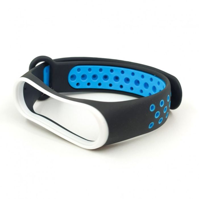 Силиконовый ремешок браслет Nike Sport  для Mi Band 3/4 black-blue