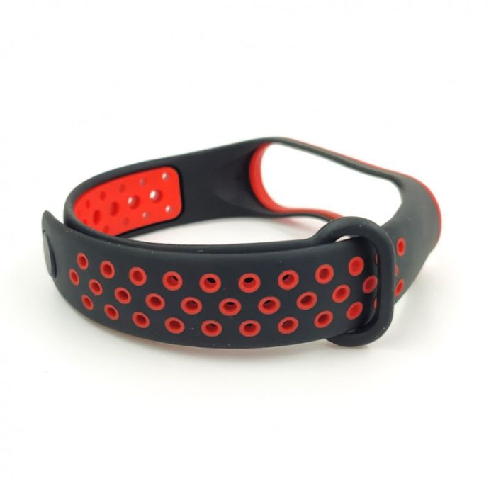 Силиконовый ремешок браслет Nike Sport  для Mi Band 3/4 black-red