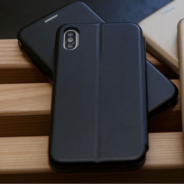 Кожаный противоударный чехол-книжка Hoco iPhone X/Xs Black (Черный)