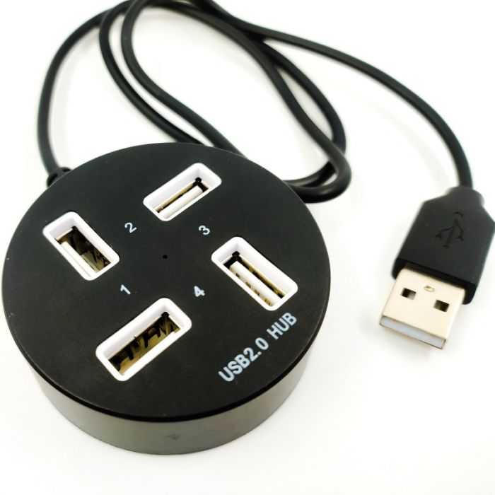 Хаб USB 2.0 Round P-1703 (4 порта) Black (Черный)