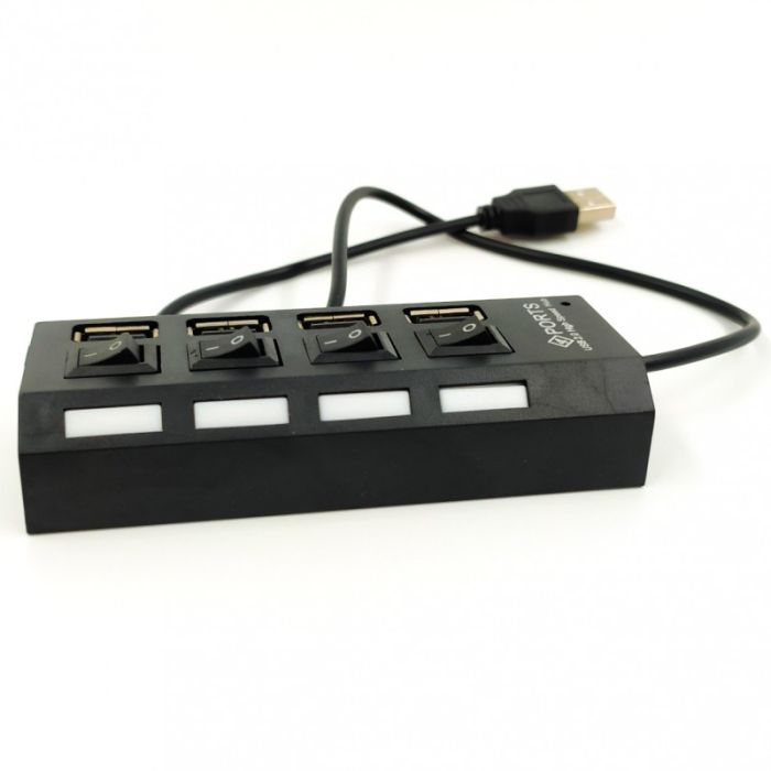 Хаб USB 2.0 с питанием/с выключателями (4 порта)