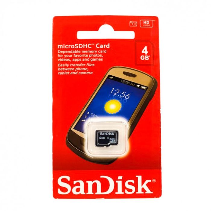Карта памяти microSD SanDisk  4 Gb 4 Class