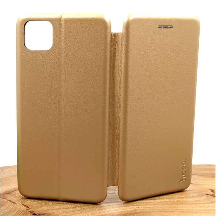 Кожаный противоударный чехол-книжка Nillkin для Huawei Y5P Gold
