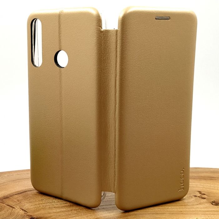 Кожаный противоударный чехол-книжка Nillkin для Huawei Y6P Gold