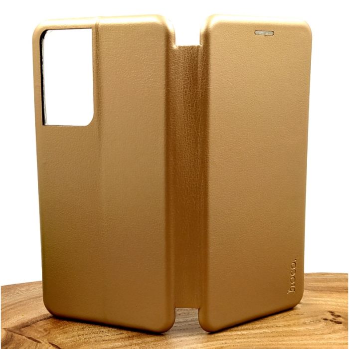 Кожаный противоударный чехол-книжка Nillkin для SAMSUNG S21 Ultra Gold