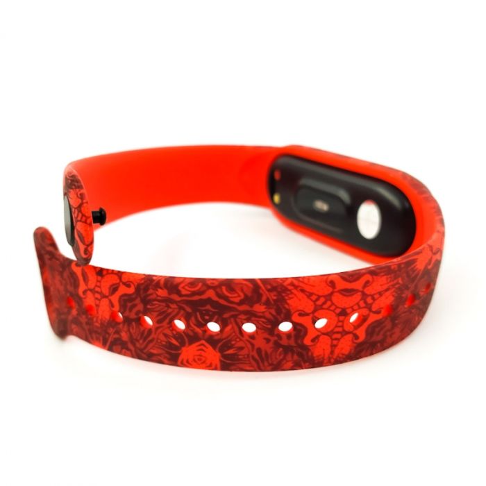 Силиконовый ремешок-браслет TCCG для Mi Band 5 Pattern Red