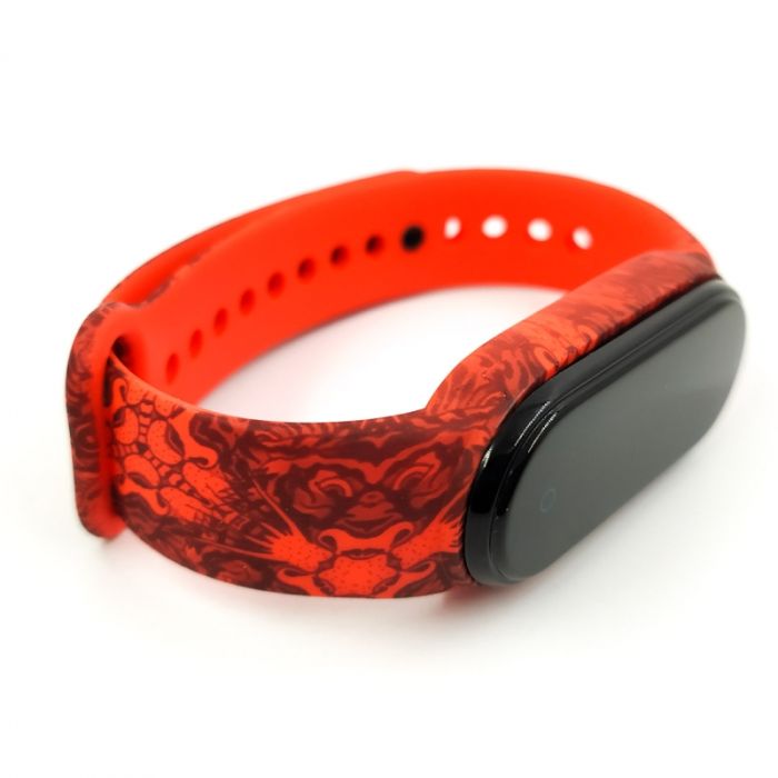 Силиконовый ремешок-браслет TCCG для Mi Band 5 Pattern Red