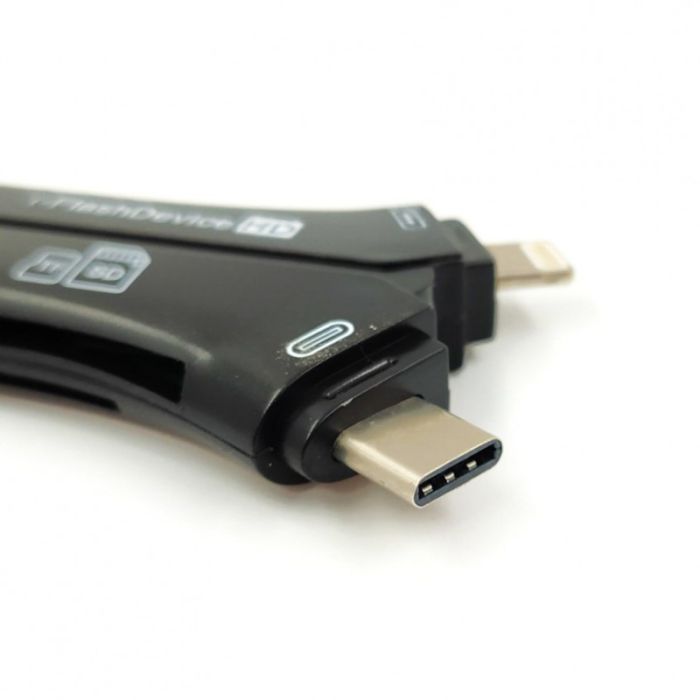 Универсальный  картридер 4in1 (Lightning/Type-C/Micro USB/usb)