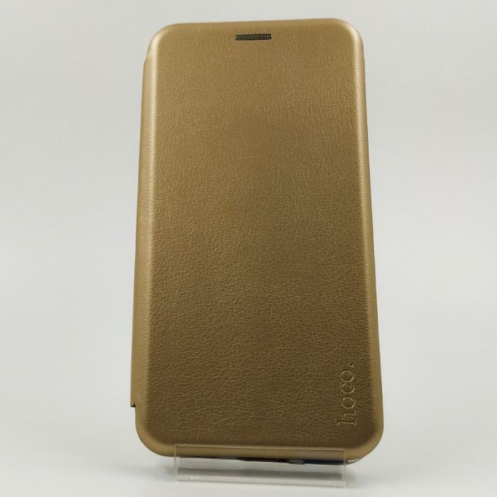 Кожаный противоударный чехол-книжка Hoco Huawei P40 Lite Gold