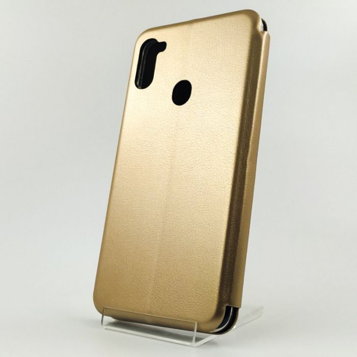 Кожаный противоударный чехол-книжка Hoco Samsung A11 Gold