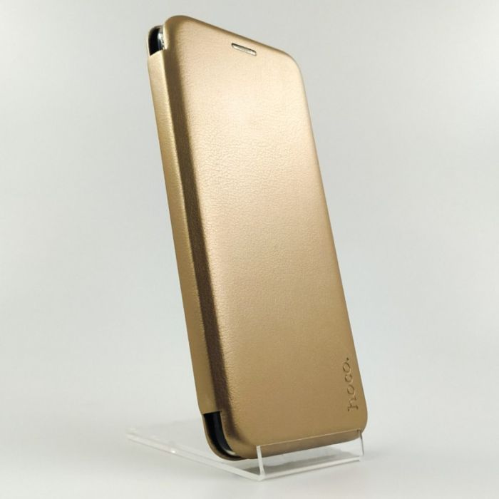 Кожаный противоударный чехол-книжка Hoco Case Samsung A31 Gold