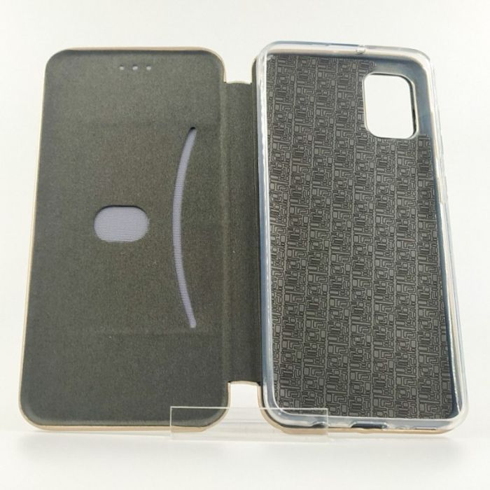 Кожаный противоударный чехол-книжка Hoco Case Samsung A31 Gold