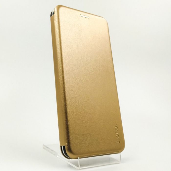 Кожаный противоударный чехол-книжка Hoco Xiaomi Redmi Note9 Gold