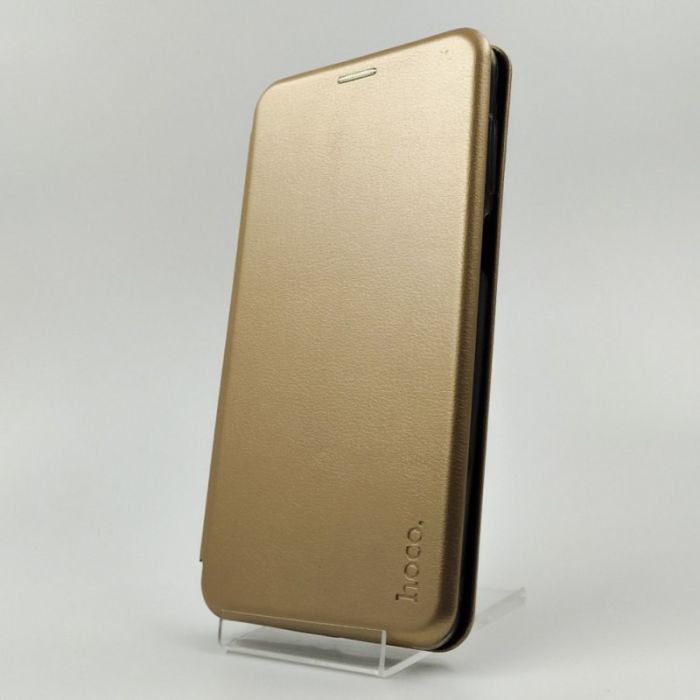 Кожаный противоударный чехол-книжка Hoco Case Xiaomi Redmi Note9s Gold