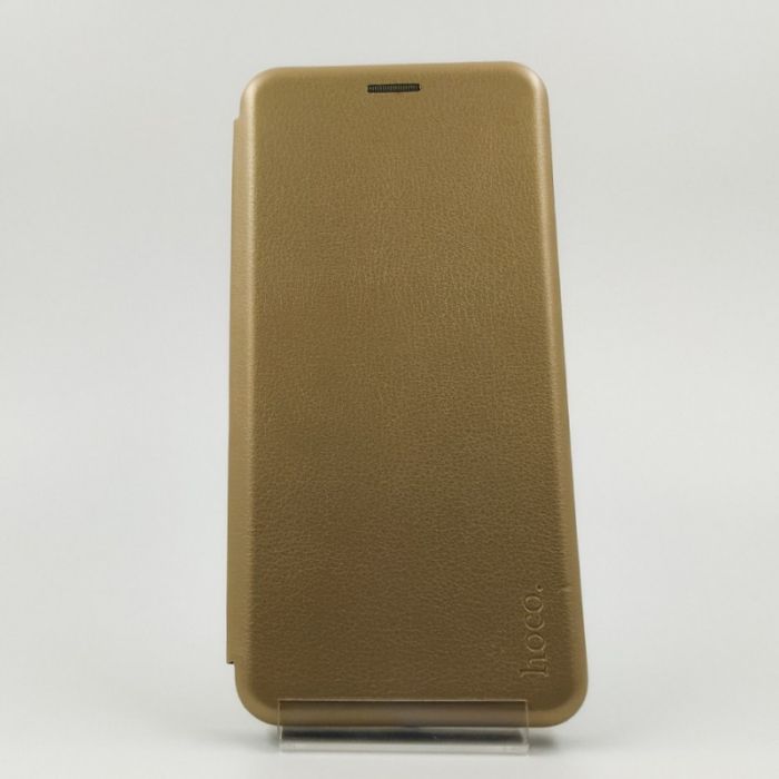 Кожаный противоударный чехол-книжка Hoco Case Xiaomi Redmi Note9s Gold
