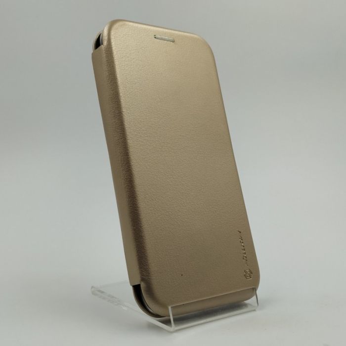 Кожаный противоударный чехол-книжка Wing Samsung A01 Gold