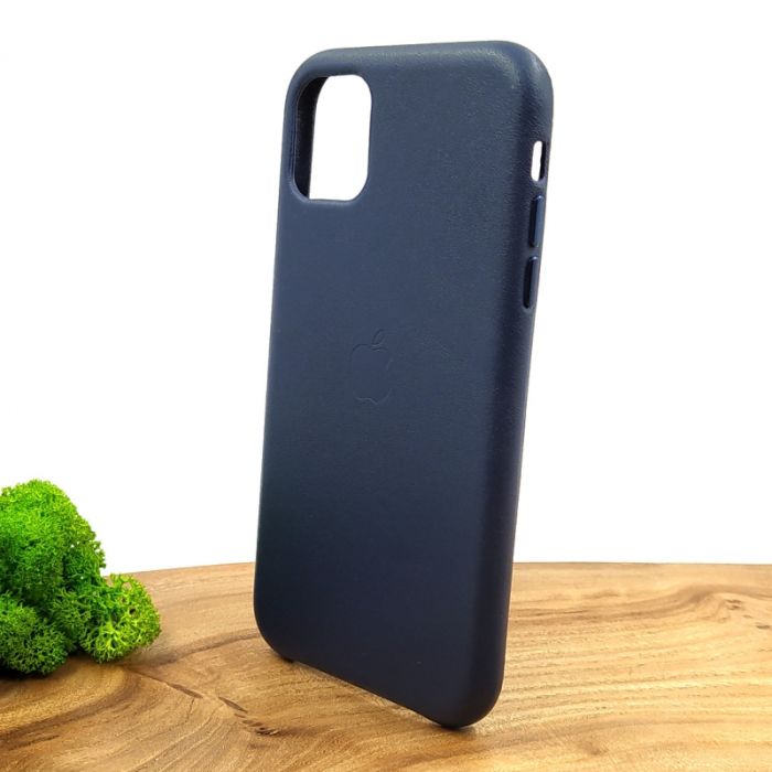 Оригинальный кожаный чехол-накладка Molan Leather Case for Apple iPhone 11 Blue