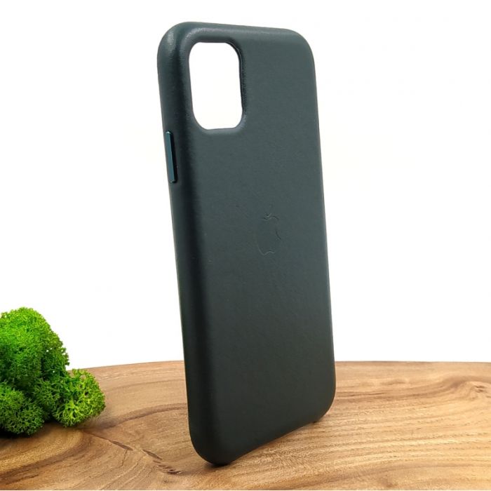 Оригинальный кожаный чехол-накладка Molan Leather Case for Apple iPhone 11 Pine green