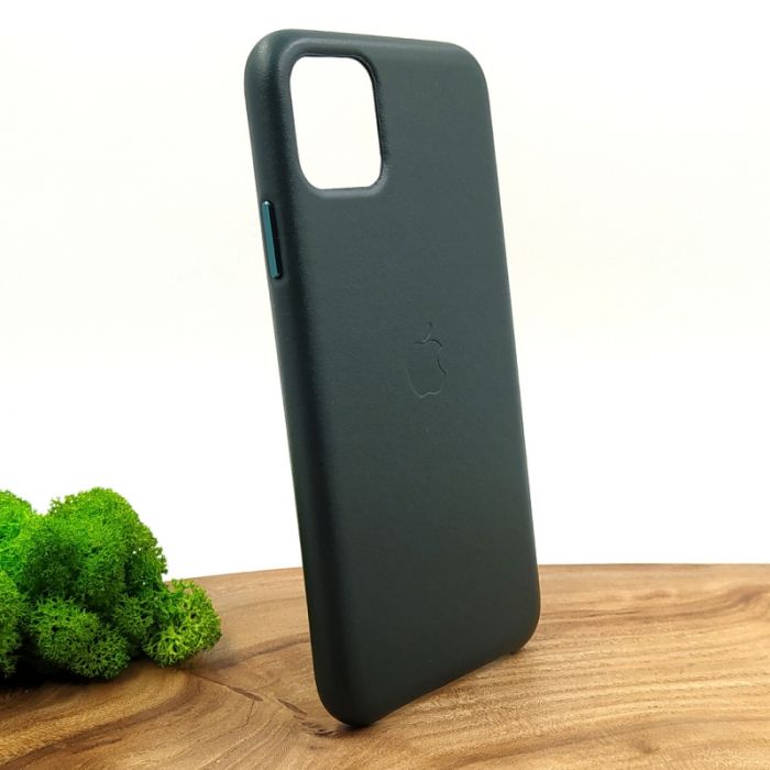 Оригинальный кожаный чехол-накладка Molan Leather Case for Apple iPhone 11 Pro max Pine green