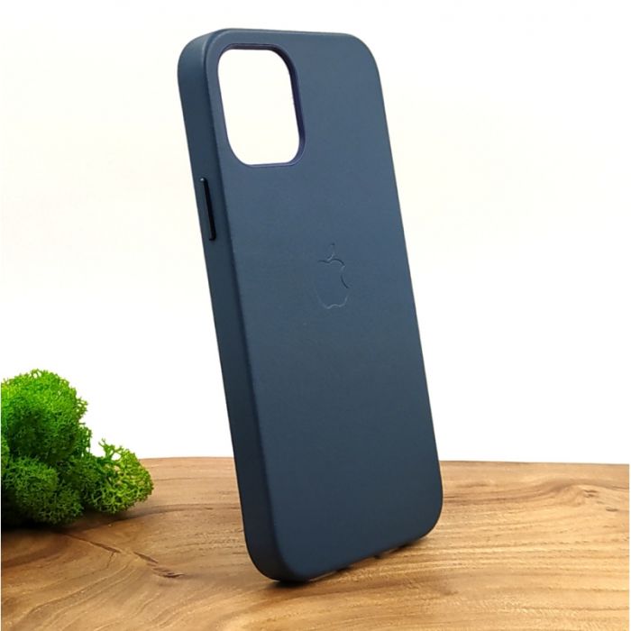 Оригинальный кожаный чехол-накладка Molan Leather Case for Apple iPhone 12 Pro Blue