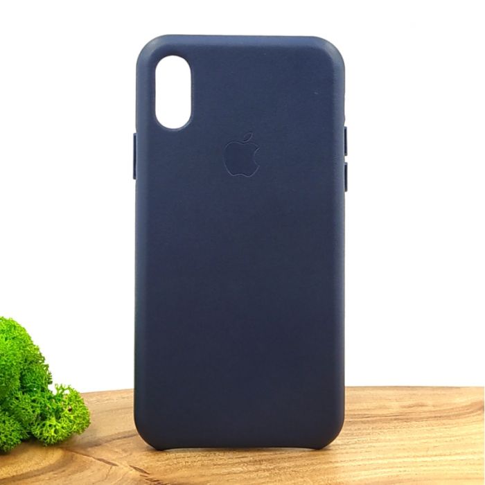 Оригинальный кожаный чехол-накладка Molan Leather Case for Apple iPhone XS Blue