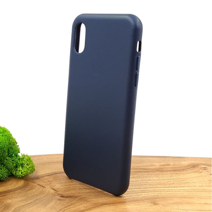 Оригинальный кожаный чехол-накладка Molan Leather Case for Apple iPhone XS Blue