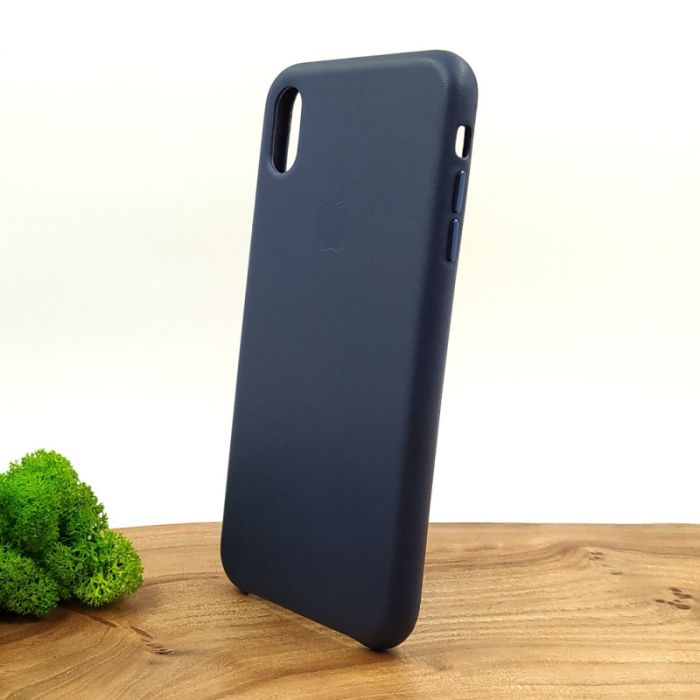 Оригинальный кожаный чехол-накладка Molan Leather Case for Apple iPhone XS Max Blue