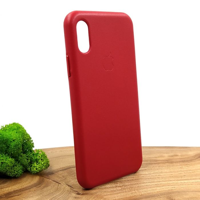 Оригинальный кожаный чехол-накладка Molan Leather Case for Apple iPhone XS Red