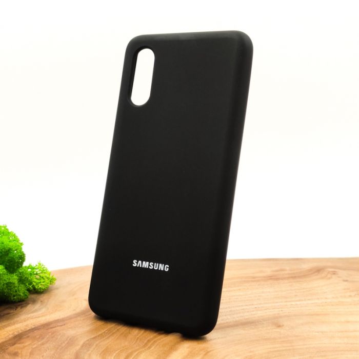 Оригинальный матовый чехол-накладка Silicone Case для Samsung A02 Black