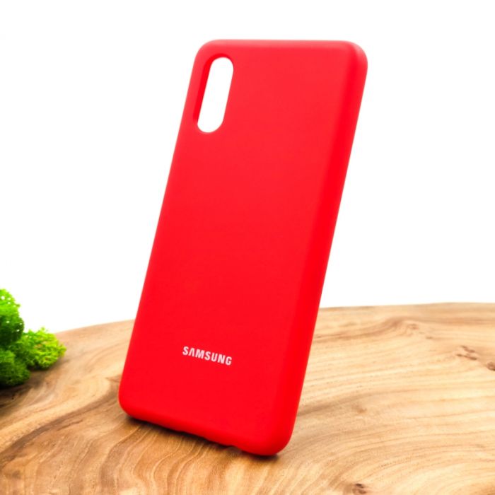 Оригинальный матовый чехол-накладка Silicone Case для Samsung A02 Red
