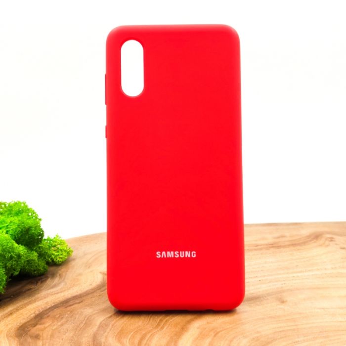 Оригинальный матовый чехол-накладка Silicone Case для Samsung A02 Red
