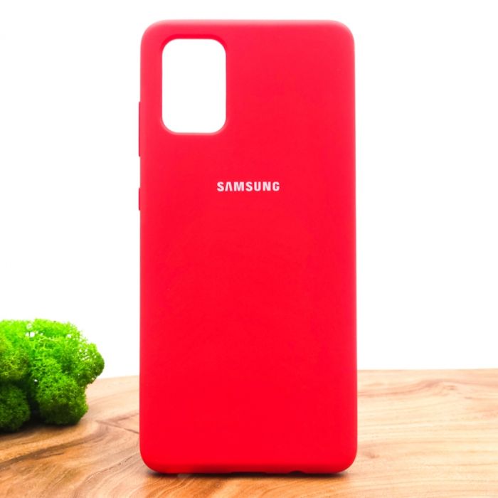 Оригинальный матовый чехол-накладка Silicone Case Samsung A71 Red