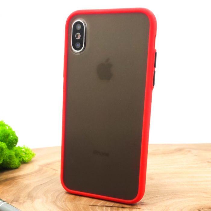 Противоударный полиуретановый чехол Smoke case для Iphone XS Max Red