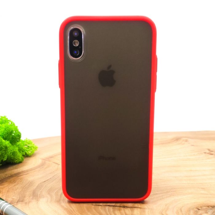 Противоударный полиуретановый чехол Smoke case для Iphone XS Max Red