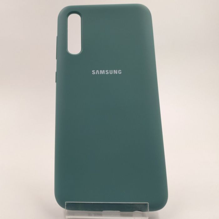 Оригинальный матовый чехол-накладка Silicone Case Samsung A50 Blue Green