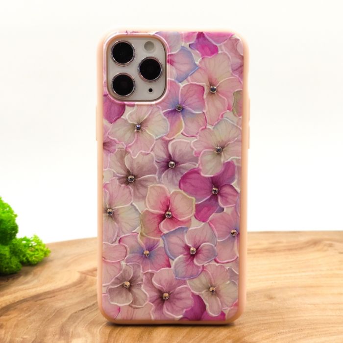 Силиконовый чехол-накладка цветы со стразами для Iphone 11 Pro Max