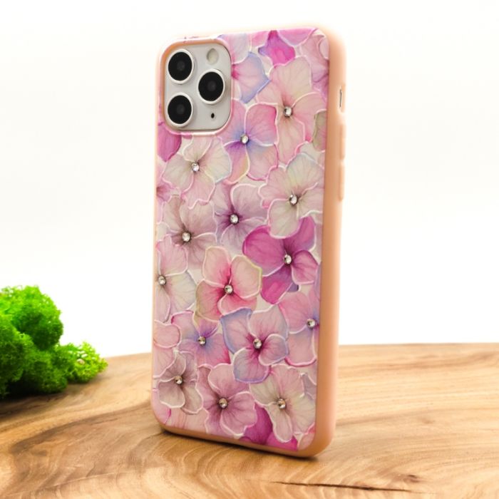 Силиконовый чехол-накладка цветы со стразами для Iphone 11 Pro