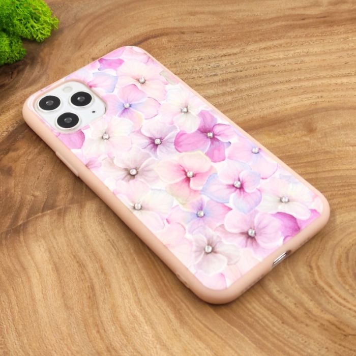 Силиконовый чехол-накладка цветы со стразами для Iphone 11 Pro