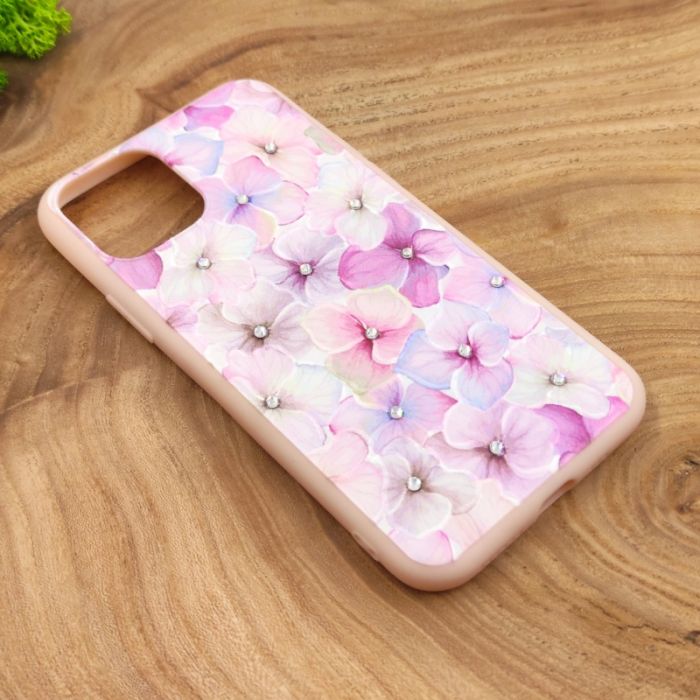Силиконовый чехол-накладка цветы со стразами для Iphone 11