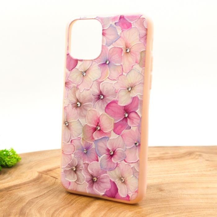 Силиконовый чехол-накладка цветы со стразами для Iphone 11