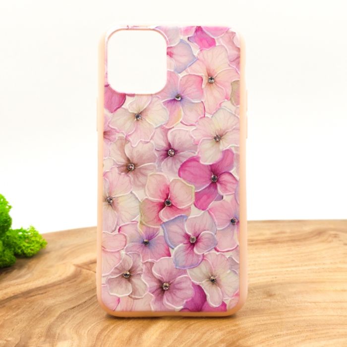 Силиконовый чехол-накладка цветы со стразами для Iphone 12 Mini