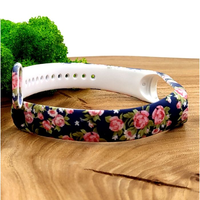 Силиконовый ремешок браслет для Mi Band 3/4 Rose Blue
