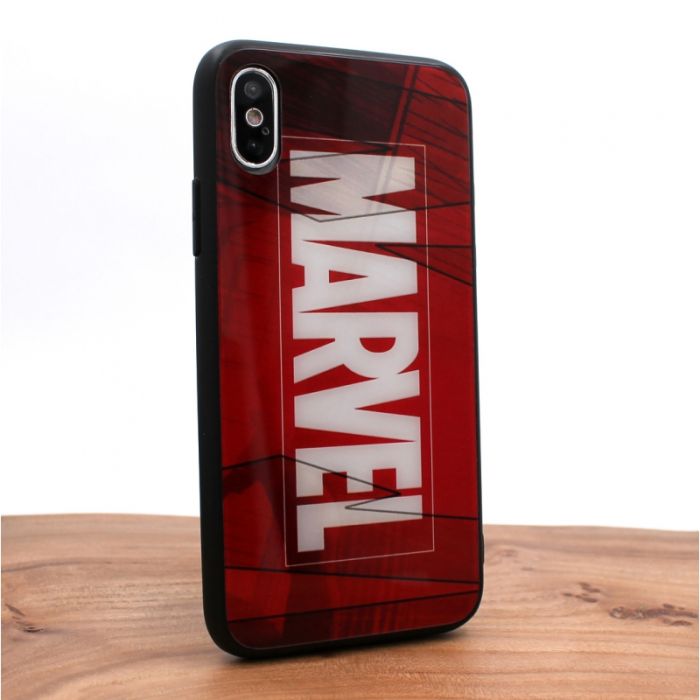 Стеклянный ударопрочный чехол с принтом Marvel для Iphone XS Max