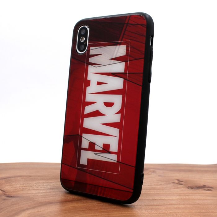 Стеклянный ударопрочный чехол с принтом Marvel для Iphone XS