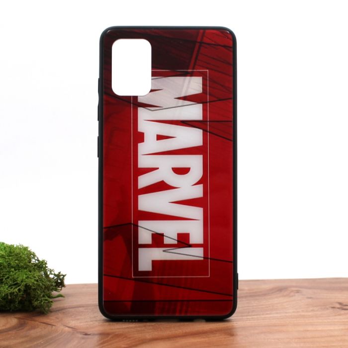 Стеклянный ударопрочный чехол с принтом Marvel для Samsung A71