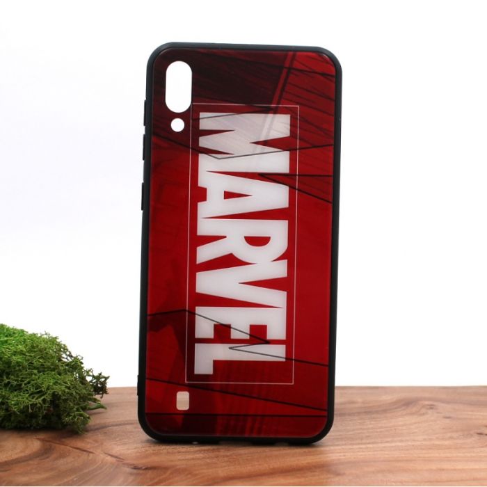 Стеклянный ударопрочный чехол с принтом Marvel для Samsung M10