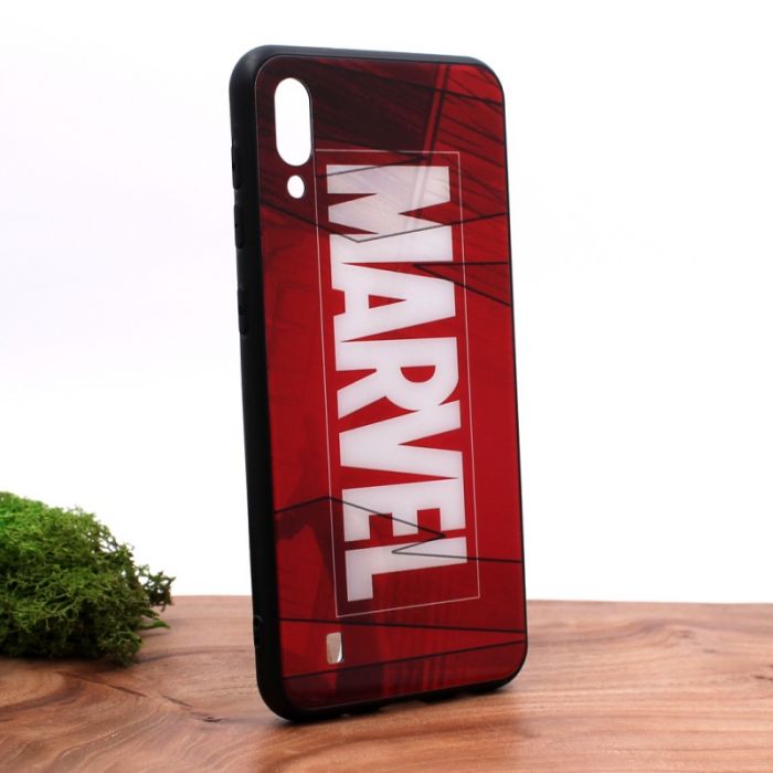 Стеклянный ударопрочный чехол с принтом Marvel для Samsung M10